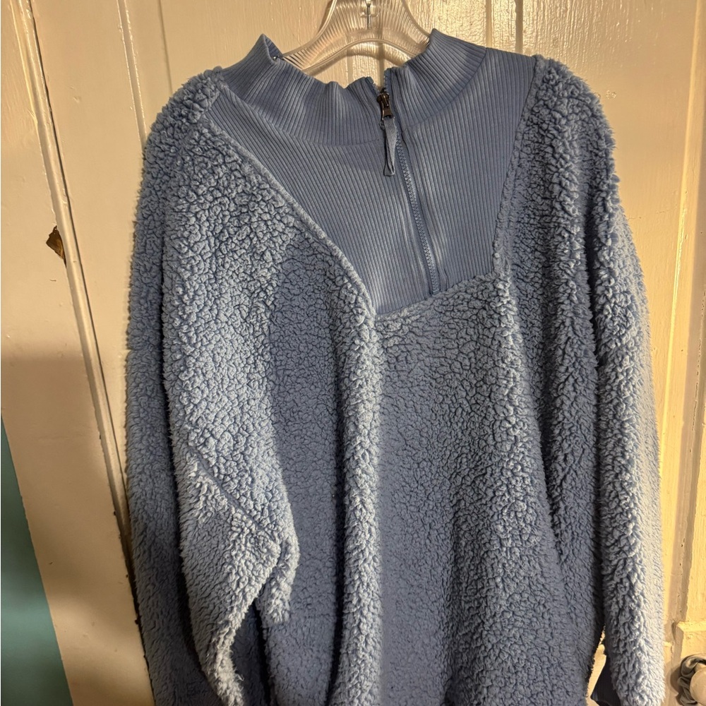 Cozy Blue Quarter-Zip Sweater